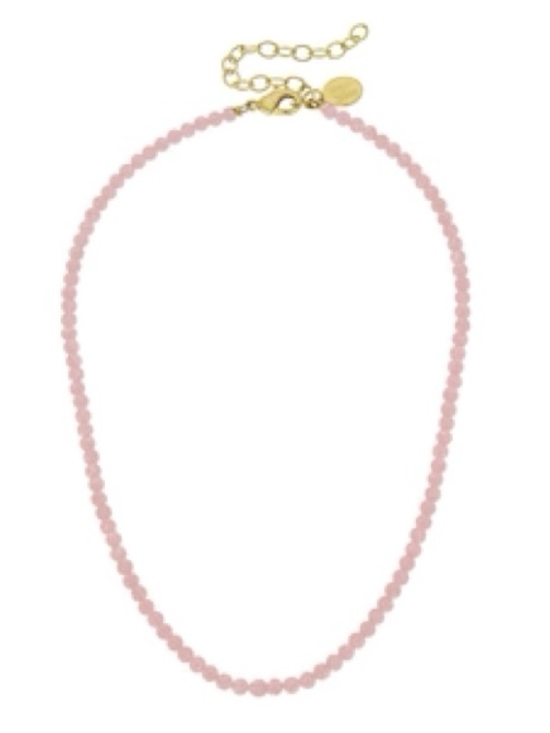 Susan Shaw Jewelry - Delicate Pink Beaded Necklace with Gold Accents